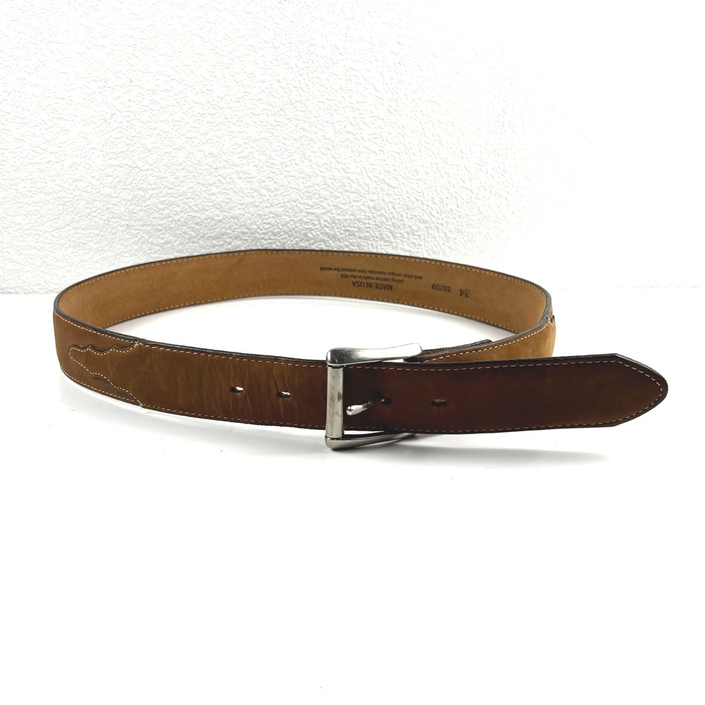 Silver Creek Classics Belt Mens 34 Brown Leather Western Made In USA NO LOOP